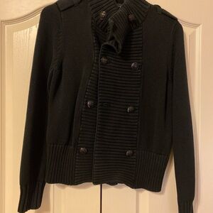Ralph Lauren Black Sweater with Ribbed Texture